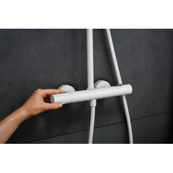 Dušas sistēma Hansgrohe Pulsify S Puro, ar termostatu, diametrs 26 cm, matēta balta, 24222700 NEW