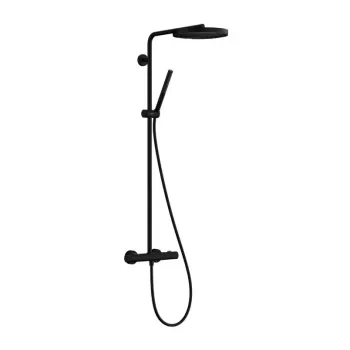 Dušas sistēma Hansgrohe Pulsify S Puro, ar termostatu, diametrs 26 cm, EcoSmart, matēta melna, 24223670 NEW