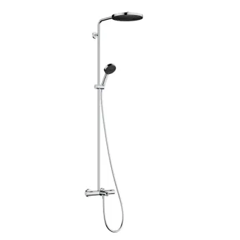 Dušas sistēma Hansgrohe Pulsify S Puro, ar termostatu, diametrs 26 cm, 3 režīmi, EcoSmart, hroms, 24232000 NEW