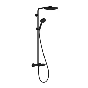 Dušas sistēma Hansgrohe Pulsify S Puro, ar termostatu, diametrs 26 cm, 3 režīmi, matēta melna, 24236670 NEW