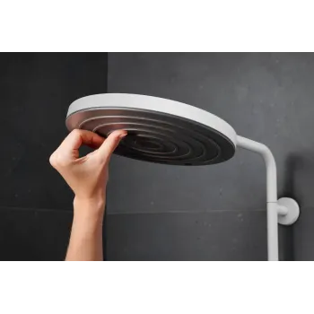 Dušas sistēma Hansgrohe Pulsify S Puro, ar termostatu, diametrs 26 cm, 3 režīmi, matēta balta, 24236700 NEW