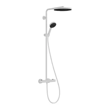 Dušas sistēma Hansgrohe Pulsify S Puro, ar termostatu, diametrs 26 cm, 3 režīmi, EcoSmart, matēta balta, 24237700 NEW