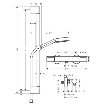 Dušas komplekts Hansgrohe Pulsify Select S, ar termostatu, 3 režīmi, matēta melna, 24272670 NEW