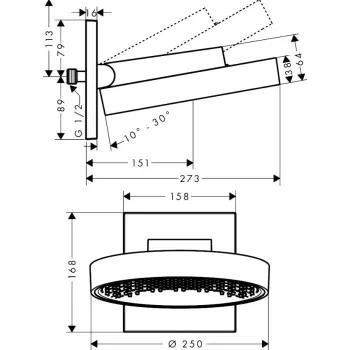 Dušas galva Hansgrohe Rainfinity, D25 cm, matēta melna hroms, 26226340 NEW