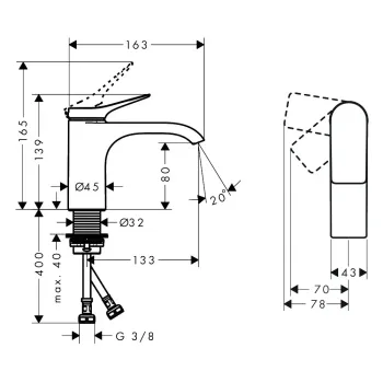 Vannas istabas izlietnes maisītājs Hansgrohe Vivenis, EcoSmart, CoolStart, matēta melna, 75015670 NEW