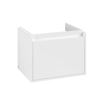 Vannas istabas skapītis Villeroy & Boch Skyla, (bez izlietnes), ar SoftClose, 57.2x43.6x43.9 cm, 1 atvilktne, Brilliant White, C78400VE