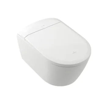 Piekaramais Tualetes pods ar bide  Villeroy & Boch ViClean, elektroniskais, DirectFlush, CeramicPlus, SoftClose regulējama ūdens temperatūra un spiediens, automātiska sprauslu tīrīšana, tālvadība, duroplasta sēdeklis, Quaryl vāciņš, 423x384x612 mm, Ba