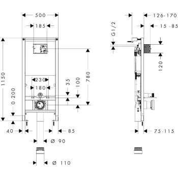Iebūvējams rāmis Hansgrohe iFrame universal ar divām ierīcēm, augstums 115 cm, 1022180 NEW