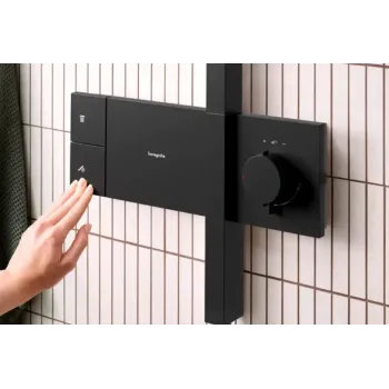 Dušas Sistēma Hansgrohe Raindance Alive Q, ar termostatu, 21x34 cm, 3 režīmi, matēta melna, 24580670 NEW