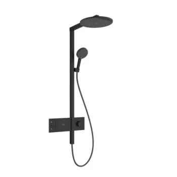 Dušas Sistēma Hansgrohe Raindance Alive S, ar termostatu, diametrs 30 cm, 3 režīmi, EcoSmart, matēta melna, 24583670 NEW
