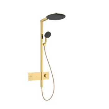 Dušas Sistēma Hansgrohe Raindance Alive S, ar termostatu, diametrs 30 cm, 3 režīmi, EcoSmart, pulēts zelts, 24583990 NEW