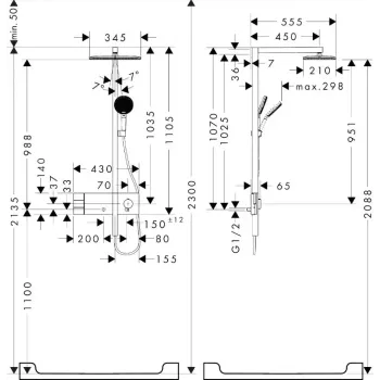 Dušas Sistēma Hansgrohe Raindance Alive Q, ar termostatu, 21x34 cm, 3 režīmi, EcoSmart, matēta melna, 24591670 NEW