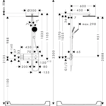 Dušas Sistēma Hansgrohe Raindance Alive S, ar termostatu, diametrs 30 cm, 3 režīmi, hroms, 24595000 NEW