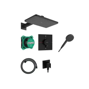 Dušas Sistēma Hansgrohe Raindance Alive Q, ar iebūvējamu termostatu, 21x34 cm, 3 režīmi, matēta melna, 24620670 NEW