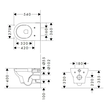 Piekaramais tualetes pods Hansgrohe GladeLake S, AquaChannel Flush, Rimless, EcoSmart, balts, 60106450 NEW