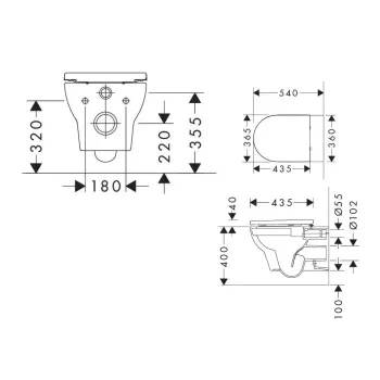 Piekaramais tualetes pods Hansgrohe GladeLake S ar sēdekli, AquaChannel Flush, Rimless, EcoSmart, balts, 60201450 NEW