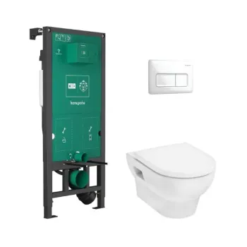 Tualetes poda komplekts Hansgrohe GladeLake S, GladeLake S ar Vāku, iFrame Original Q Poga iebūvējamajam rāmim, balts, 60301450 NEW