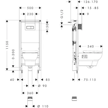 Tualetes poda komplekts Hansgrohe GladeLake S, GladeLake S ar Vāku, iFrame Original Q Poga iebūvējamajam rāmim, balts, 60301450 NEW
