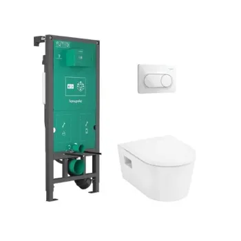Tualetes poda komplekts Hansgrohe EluPura Original S, EluPura Original, SoftClose vāks, iFrame Element E Poga iebūvējamajam rāmim, balts, 60302450 NEW