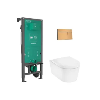 Tualetes poda komplekts Hansgrohe EluPura S, EluPura S un SoftClose sēdeklis, iFrame Element E Poga iebūvējamajam rāmim, matēta bronza, 60303140 NEW