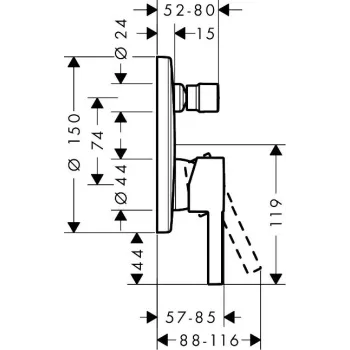 Dušas maisītājs Hansgrohe Zesis S, iebūvējams, matēta melna, 74416670 NEW