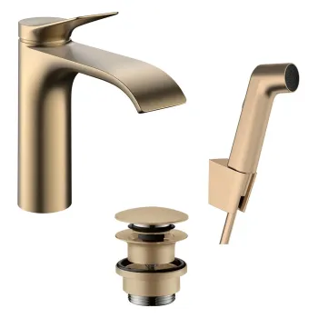 Vannas istabas izlietnes maisītājs Hansgrohe Vivenis, ar Push-Open izplūdi ar bidetta, EcoSmart, matēta bronza, 75210140 NEW
