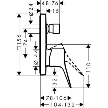 Dušas maisītājs maisītājs Hansgrohe Vivenis, iebūvējams, matēta melna hroms, 75415340 NEW