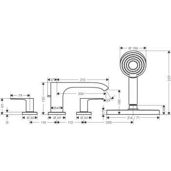 Vannas maisītājs Hansgrohe Vivenis, iebūvējams, sBox, matēta bronza, 75444140 NEW