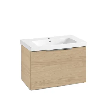 Vannas istabas skapītis Villeroy & Boch Architectura, ar izlietni, SoftClose 55x47x42 cm, 600x445x165 mm, 1 atvilktne, Nordic Oak / Balts, 4A876001SVJ