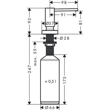 Šķidro ziepju dozators Hansgrohe A51, 500 ml, hroms, 40448000 NEW