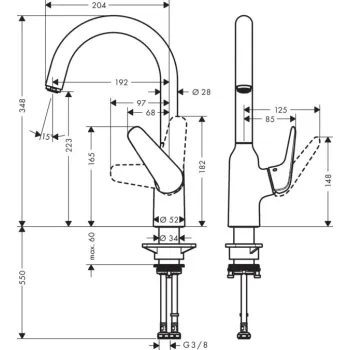 Virtuves Izlietnes Maisītājs Hansgrohe Focus M42, nerūsējošais tērauds, 71802800 NEW