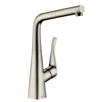 Virtuves Izlietnes Maisītājs Hansgrohe Metris M71, izvelkams uzgalis, nerūsējošais tērauds, 73812800 NEW