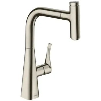 Virtuves Izlietnes Maisītājs Hansgrohe Metris M71, izvelkams uzgalis, sBOX, nerūsējošais tērauds, 73802800 NEW