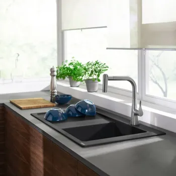 Virtuves Izlietnes Maisītājs Hansgrohe Metris M71, izvelkams uzgalis, nerūsējošais tērauds, 73800800 NEW