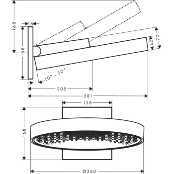Dušas galva Hansgrohe Rainfinity, 360 ar pieslēgumu, matēta melna hroms, 26230340 NEW