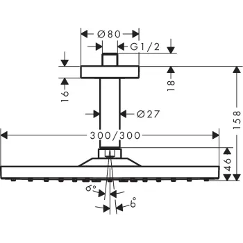 Dušas galva Hansgrohe Raindance E, 300 Air, matēta melna hroms, 26250340 NEW