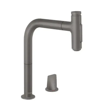 Virtuves Izlietnes Maisītājs Hansgrohe Metris M71, izvelkams uzgalis, sBOX, matēta melna hroms, 73818340 NEW
