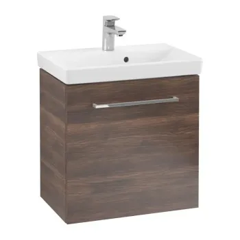 Vannas istabas skapītis Villeroy & Boch Avento, (bez izlietnes) 1 durvis ar SoftClosing un hromu rokturi, 34x51x20 cm, Arizona Oak, A87601VH