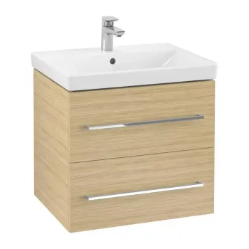 Vannas istabas skapītis Villeroy & Boch Avento, (bez izlietnes), ar SoftClosing atvilktnēm, 58x51x45 cm, 2 atvilktnes, Crystal Grey, A88900B1
