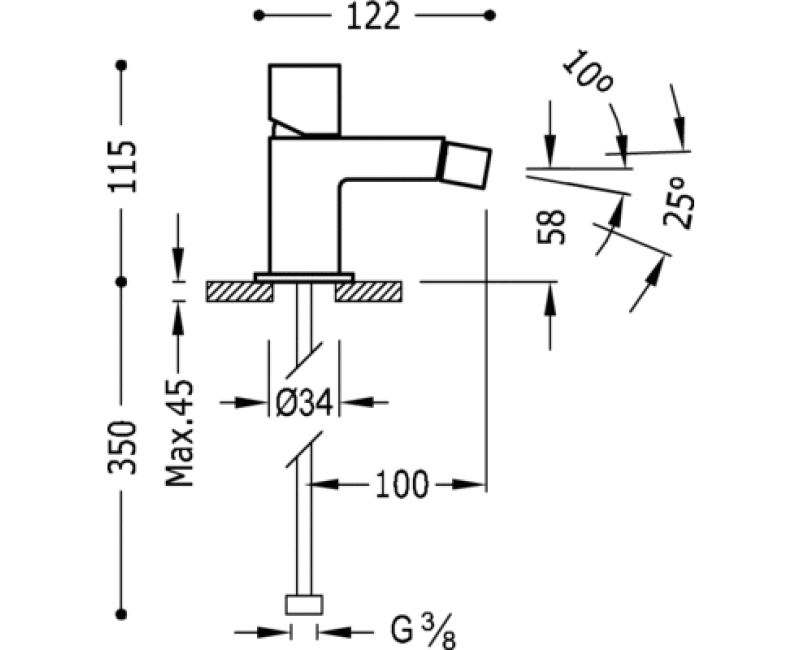 CUADRO-TRES exclusive Bidē jaucējkrāns, 00712001ACD