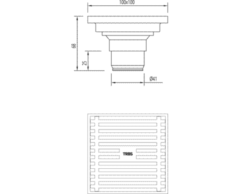TRES Душевой канал 100mm, 0347007