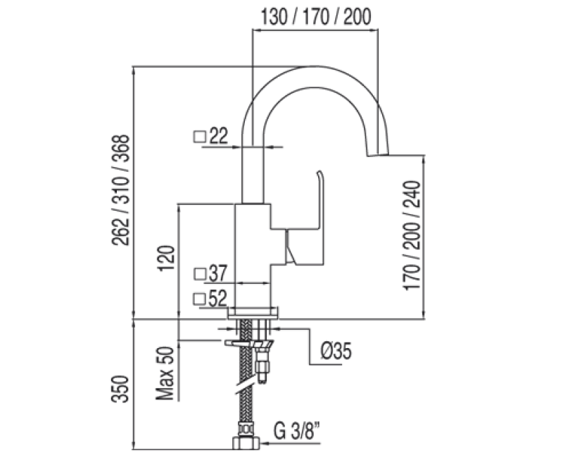 CUADRO-TRES Смеситель для умывальника, хром 106605
