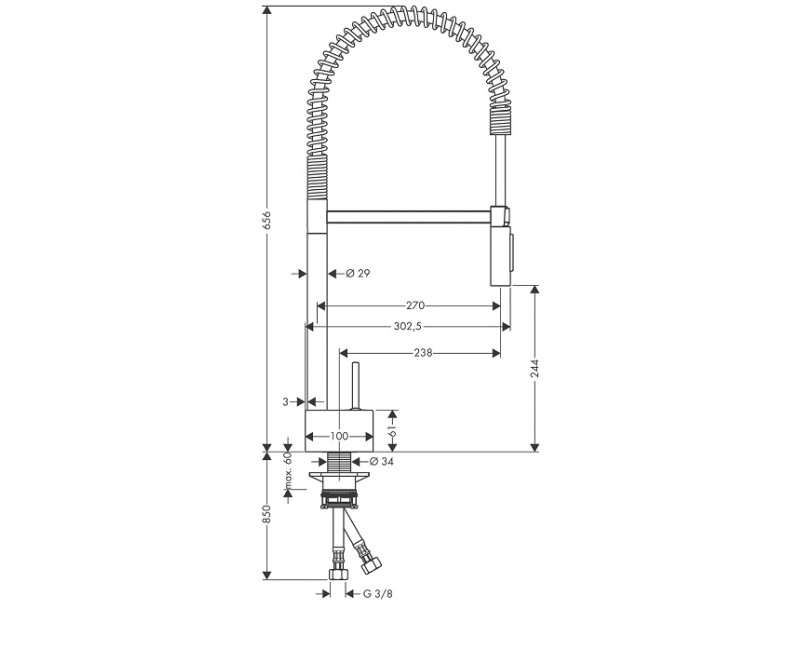 Hansgrohe Axor Semi-Pro Смеситель для кухни, хром 10820000