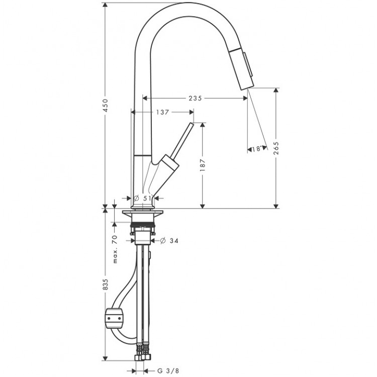 Hansgrohe Axor Starck Смеситель для кухни, хром 10821000