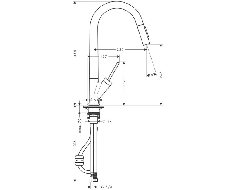 Hansgrohe Axor Starck Смеситель для кухни, хром 10821000
