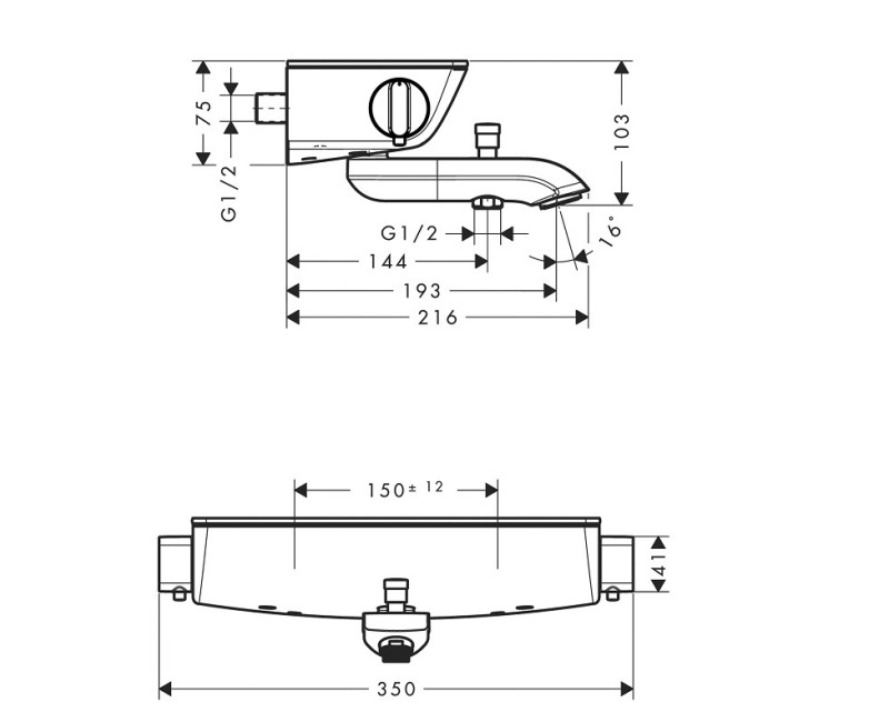 Hansgrohe Ecostat Select Termostats, hroms 13141000