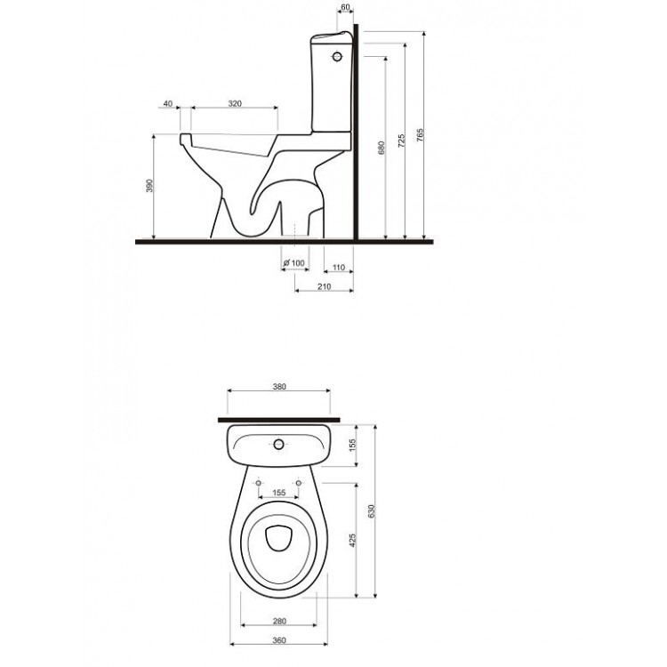 KOLO IDOL WC ar horizontālu izvadu,ciets vāks 19025 KOLO IDOL WC ar horizontālu izvadu,ciets vāks 19025