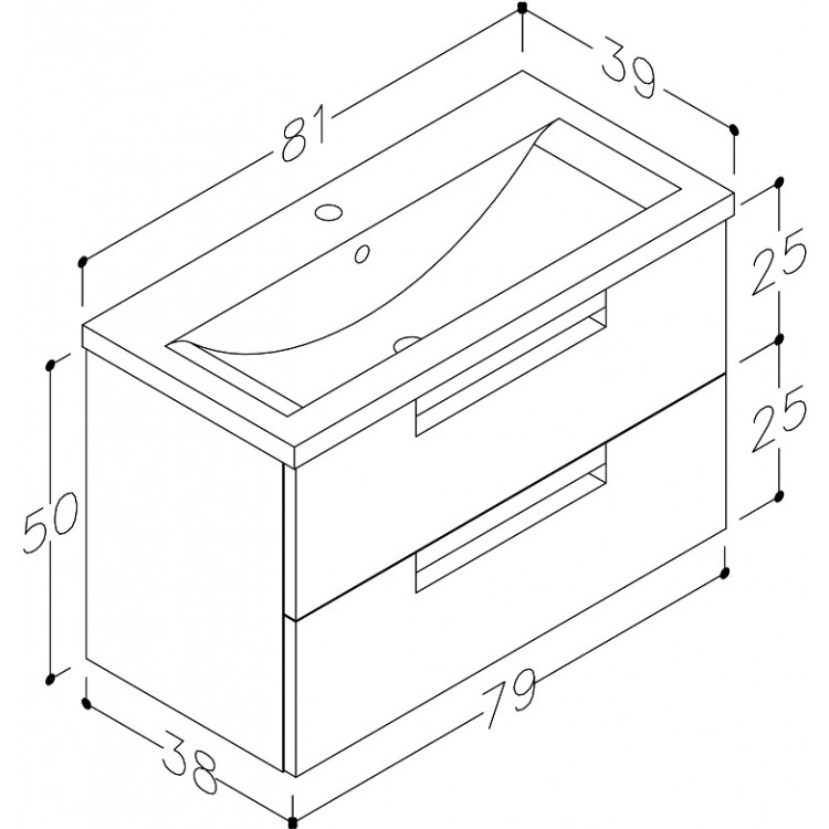 RB MILANO Vannas istabas skapītis ar izlietni 81cm, 191125128 RB MILANO Vannas istabas skapītis ar izlietni 81cm, 191125128