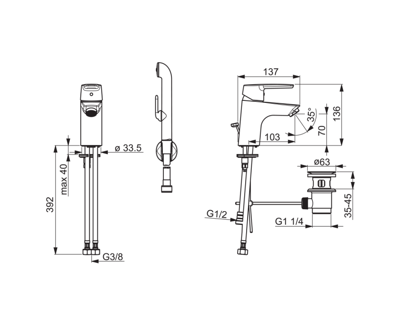 ORAS SAGA смеситель для раковины с гигиеническим душем 3908F