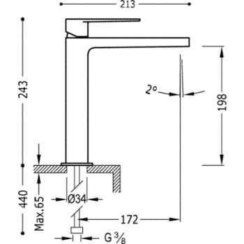 CLASS-TRES Высокий смеситель для умывальника, хром 20510303